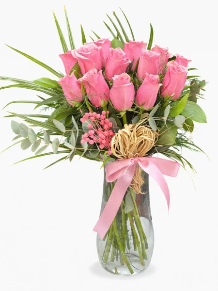 15 Pembe Gül Aranjmanı -  Salonofisbitkileri - Açelya Çiçek