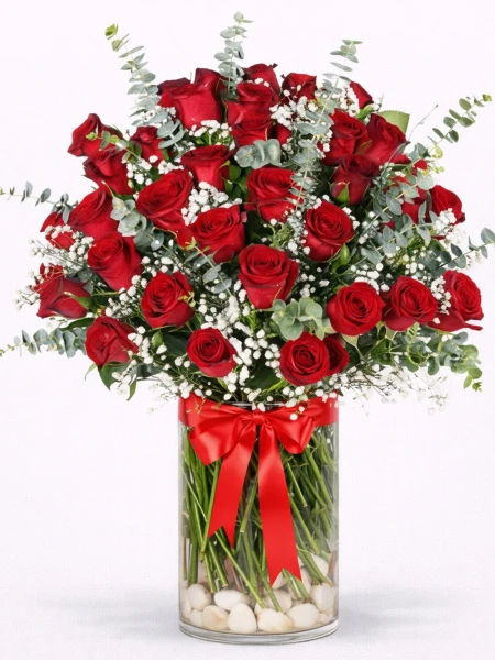 50 Kırmızı Gül Aranjmanı -  Salonofisbitkileri - Açelya Çiçek