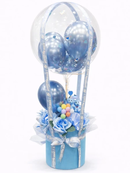 Balonlu Mavi Yapay Aranjman -  Salonofisbitkileri - Açelya Çiçek
