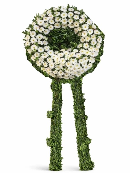 Beyaz Cenaze Çelengi -  Sepetcelenkferforje - Açelya Çiçek