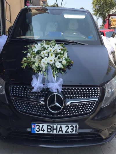 Beyaz Gelin  Damat Arabası -  Gelinarabalar - Açelya Çiçek