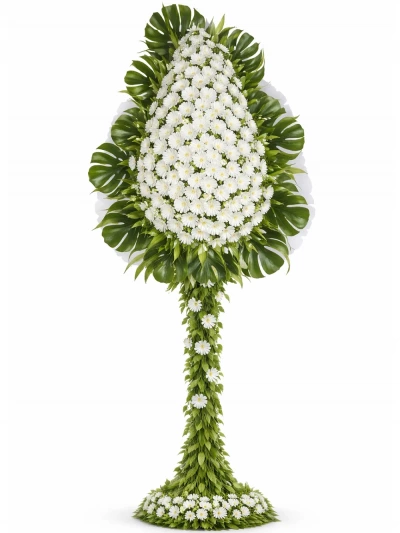 Beyaz Gerbera Glayör Ayaklı Sepet -  Sepetcelenkferforje - Açelya Çiçek