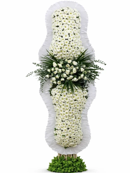 Beyaz Gerbera Premium İki Katlı Ayaklı Sepet -  Sepetcelenkferforje - Açelya Çiçek