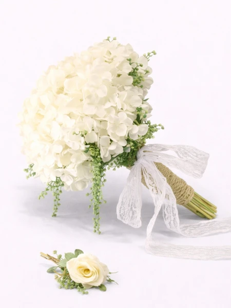 Beyaz Ortanca Yapay Gelin Çiçeği -  Salonofisbitkileri - Açelya Çiçek