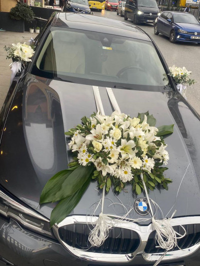 Beyaz Papatyadan Gelin Arabası -  Gelinarabalar - Açelya Çiçek