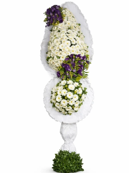 Gerbera Lisyantus İki Katlı Ayaklı Sepet -  Sepetcelenkferforje - Açelya Çiçek