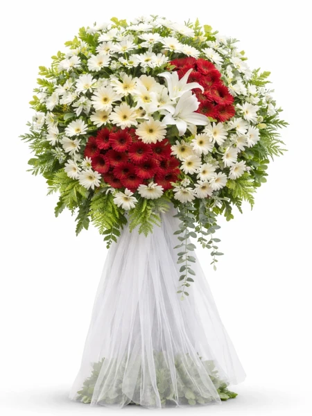 Kırmızı Beyaz Ferforje -  Sepetcelenkferforje - Açelya Çiçek