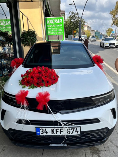 Kırmızı Gelin Araç Süslemesi -  Gelinarabalar - Açelya Çiçek