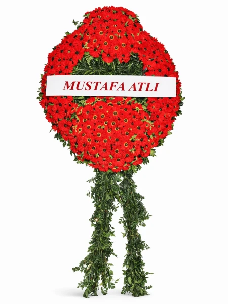 Kırmızı Gerbera Cenaze Çelengi -  Sepetcelenkferforje - Açelya Çiçek