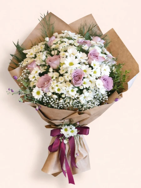 Lila Beyaz Special Buket -  Salonofisbitkileri - Açelya Çiçek