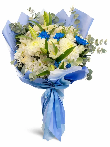 Mavi Beyaz Anastasia Buket -  Salonofisbitkileri - Açelya Çiçek