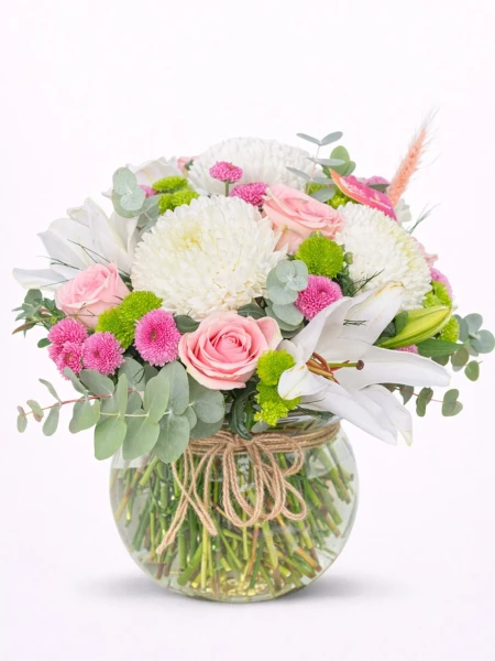 Pembe Beyaz Fanus Aranjman -  Salonofisbitkileri - Açelya Çiçek