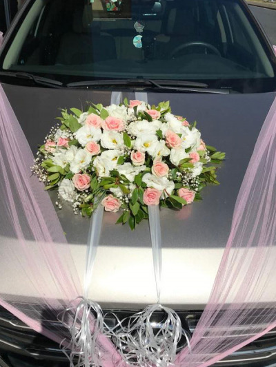 Pembe Beyaz Nişan Araç Süslemesi -  Gelinarabalar - Açelya Çiçek