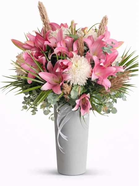 Pembe Lilyum Aranjmanı -  Salonofisbitkileri - Açelya Çiçek