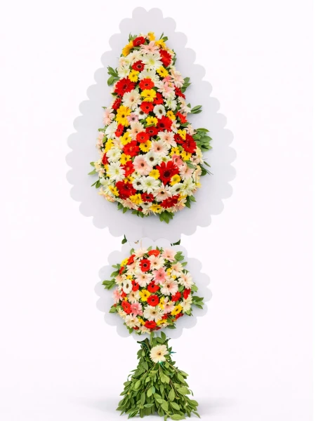 Renkli Gerbera İki Katlı Ayaklı Sepet -  Sepetcelenkferforje - Açelya Çiçek