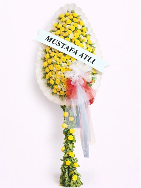 Sarı Beyaz Cinya Ayaklı Sepet -  Sepetcelenkferforje - Açelya Çiçek