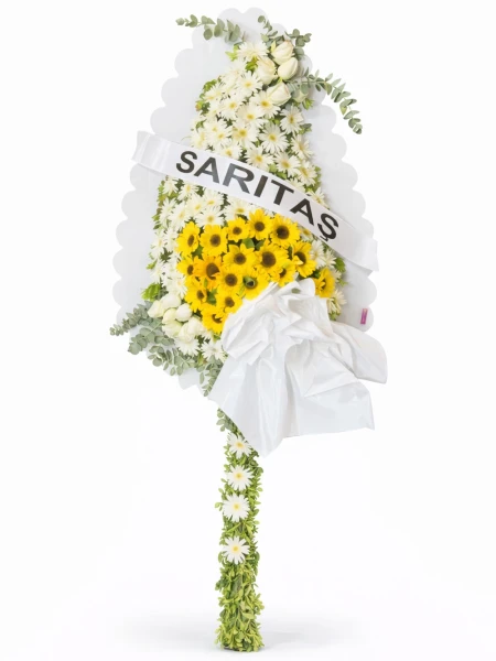 Sarı Beyaz Gerbera Ayaklı Sepet -  Sepetcelenkferforje - Açelya Çiçek