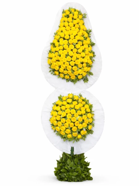 Sarı Cinya İki Katlı Ayaklı Sepet -  Sepetcelenkferforje - Açelya Çiçek