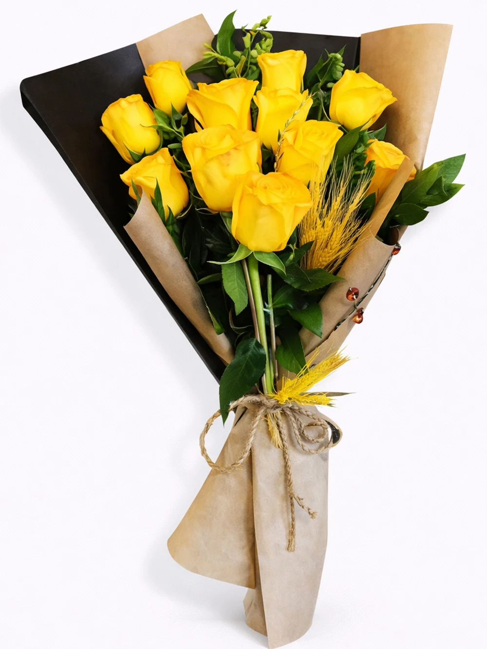 11 Sarı Gül Buketi - salon-ofis-bitkileri - Açelya Çiçek