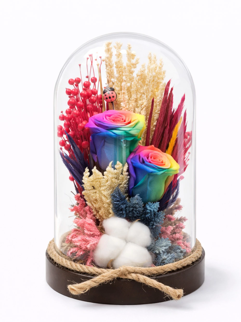 2 li Gökkuşağı Solmayan Gül - salon-ofis-bitkileri - Açelya Çiçek