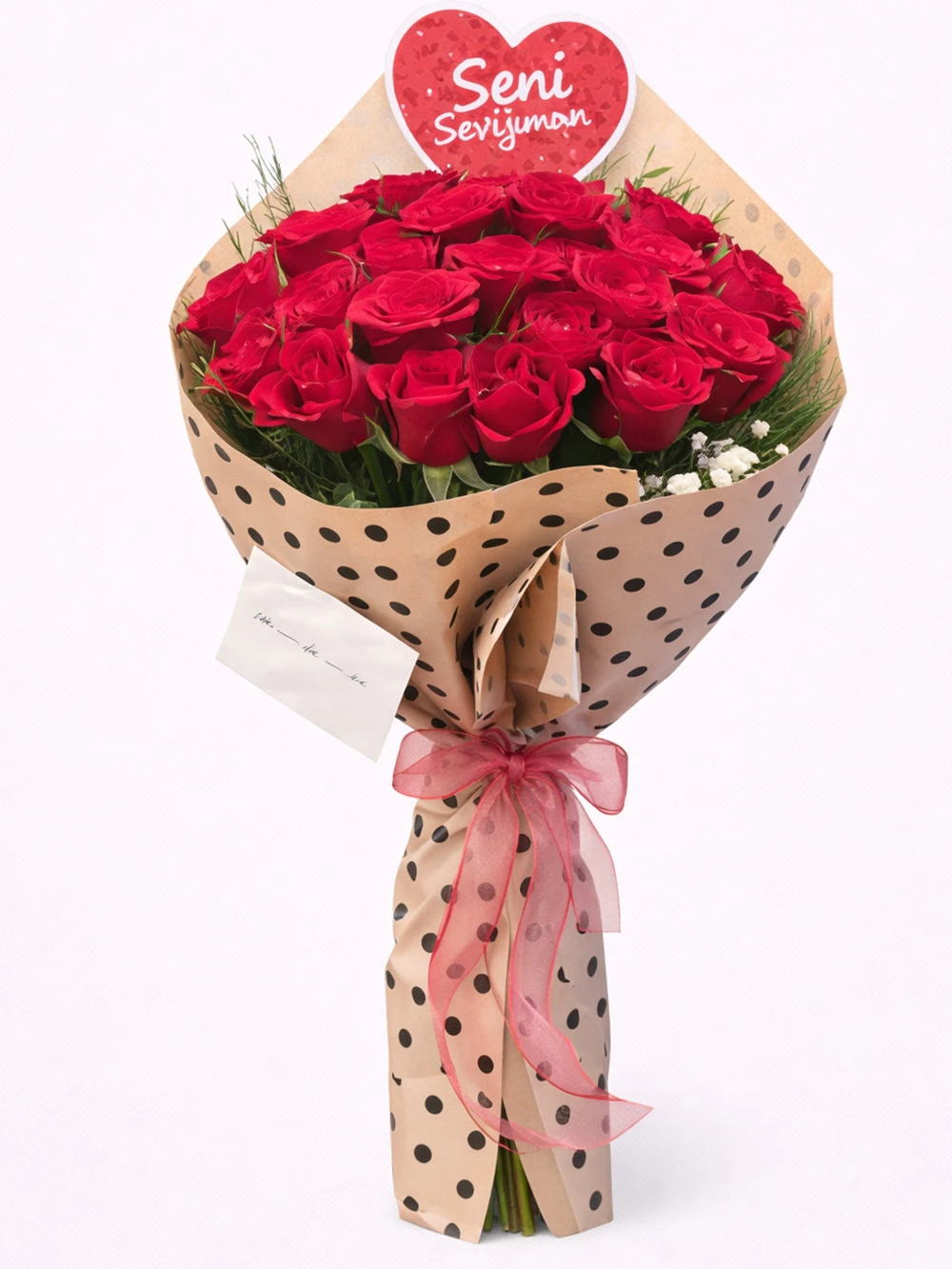 21 Kırmızı Gül Tanışma Buketi - salon-ofis-bitkileri - Açelya Çiçek