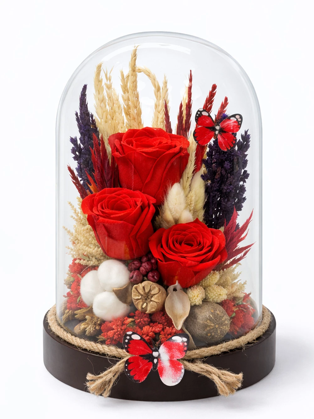 3 lü Kırmızı Solmayan Gül - salon-ofis-bitkileri - Açelya Çiçek