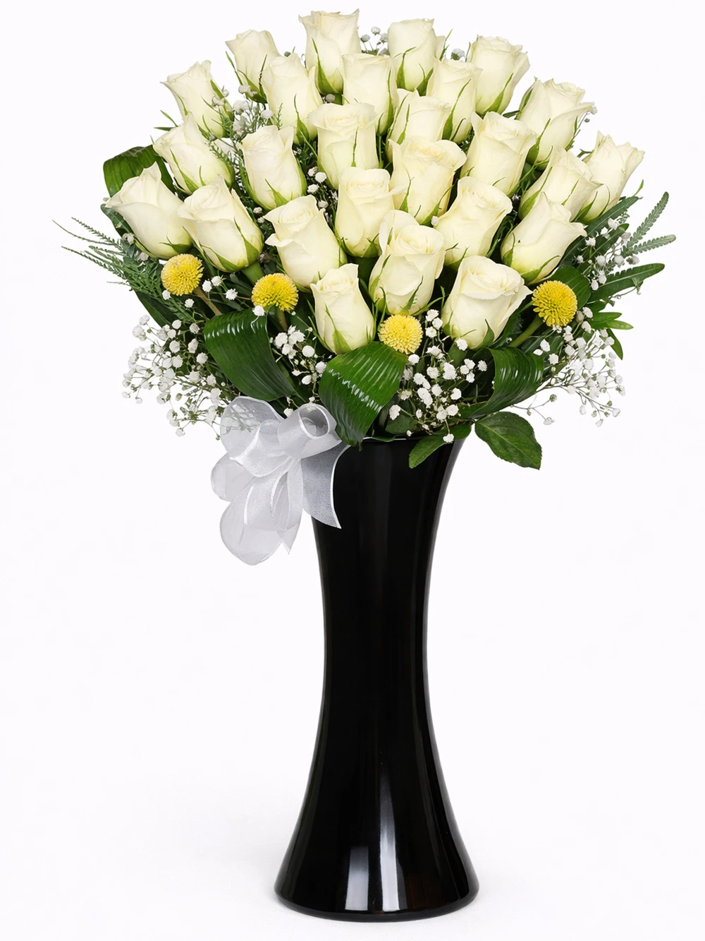 30 Beyaz Gül Aranjmanı - salon-ofis-bitkileri - Açelya Çiçek