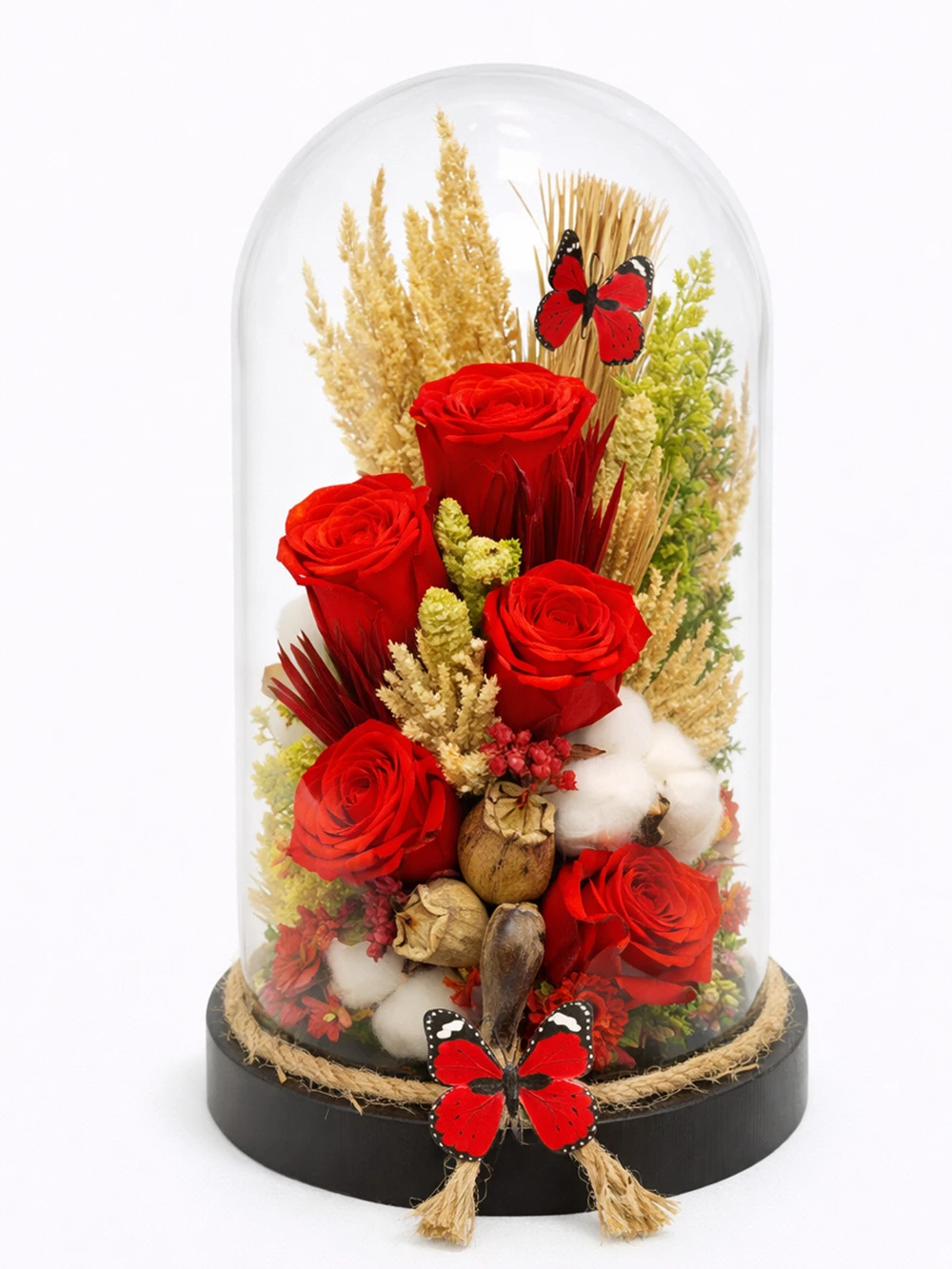 5 li Kırmızı Solmayan Gül - salon-ofis-bitkileri - Açelya Çiçek