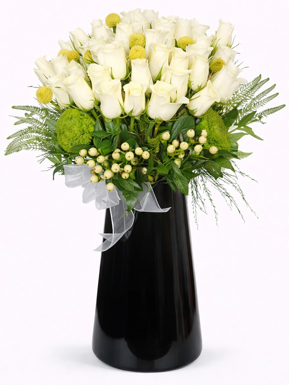 50 Beyaz Gül Aranjmanı - salon-ofis-bitkileri - Açelya Çiçek