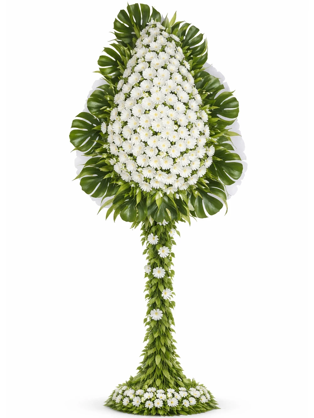 Beyaz Gerbera Glayör Ayaklı Sepet - sepet-celenk-ferforje - Açelya Çiçek