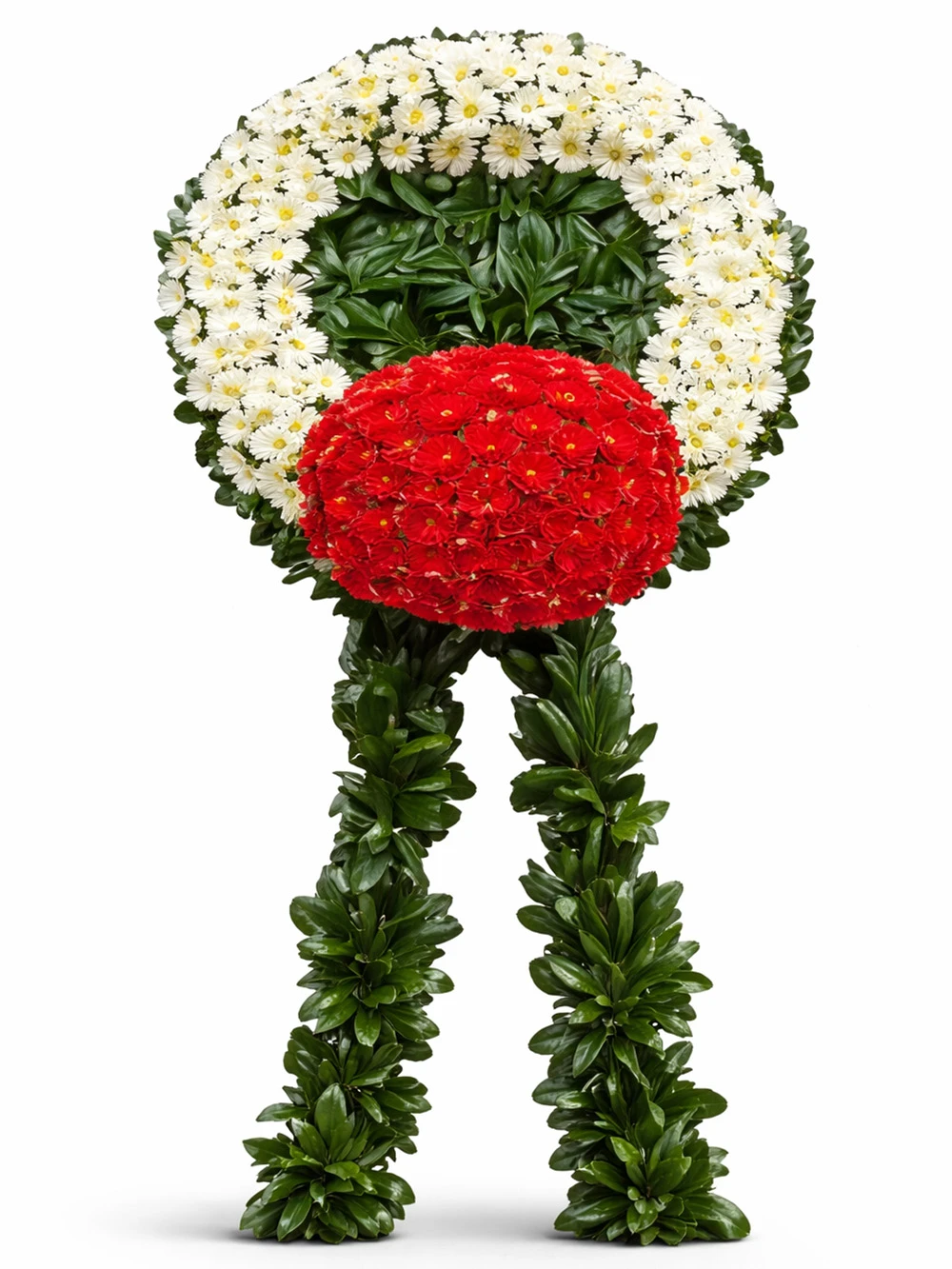 Beyaz Gerbera Kırmızı Cenaze Çelengi - sepet-celenk-ferforje - Açelya Çiçek