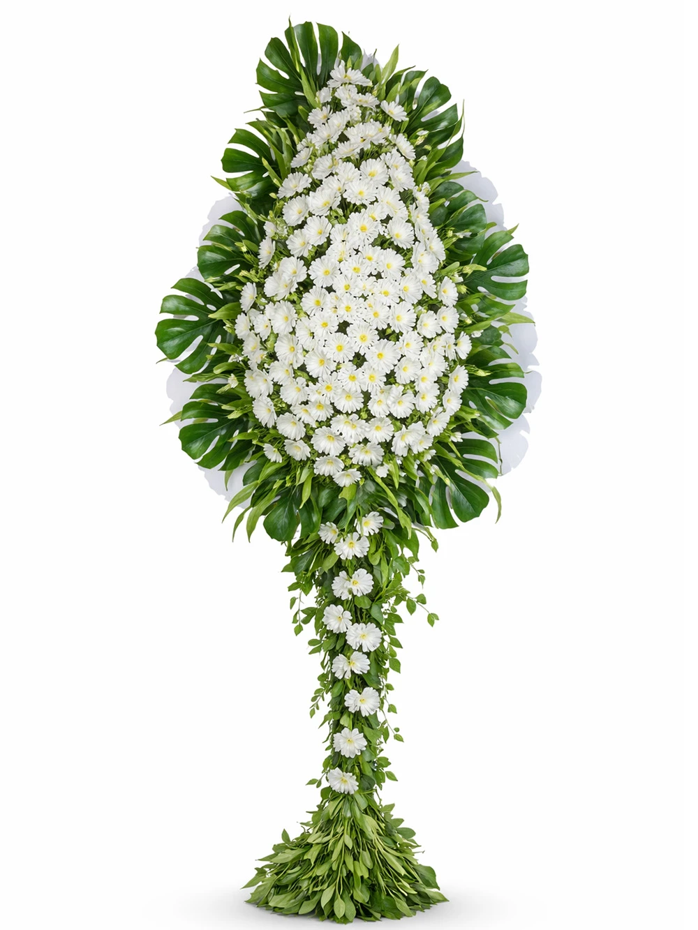 Beyaz Gerbera Premium Ayaklı Sepet - sepet-celenk-ferforje - Açelya Çiçek