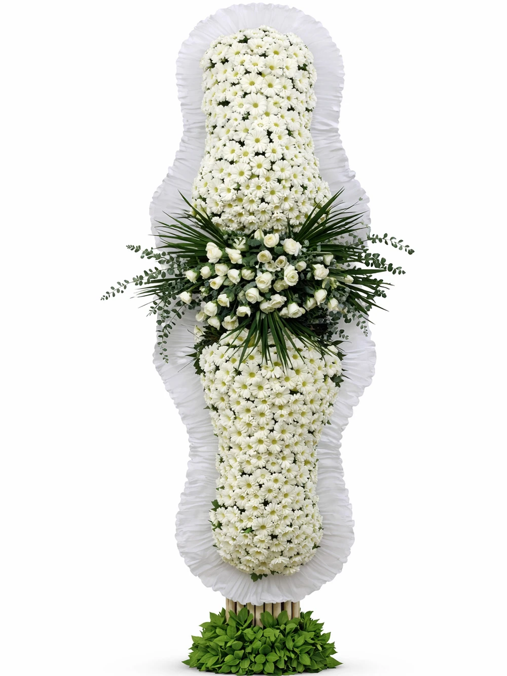 Beyaz Gerbera Premium İki Katlı Ayaklı Sepet - sepet-celenk-ferforje - Açelya Çiçek