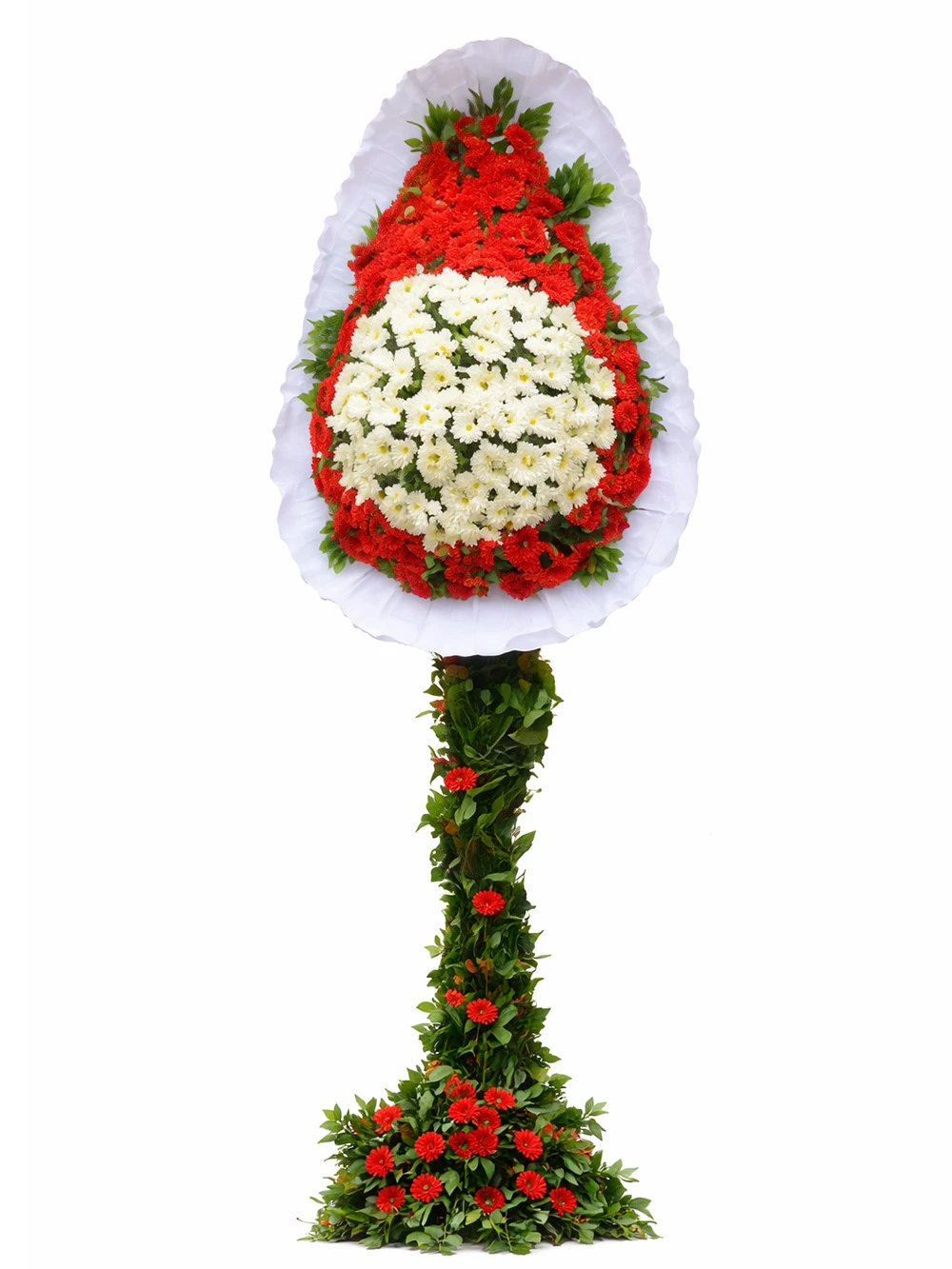 Beyaz Kırmızı Ayaklı Sepet - sepet-celenk-ferforje - Açelya Çiçek