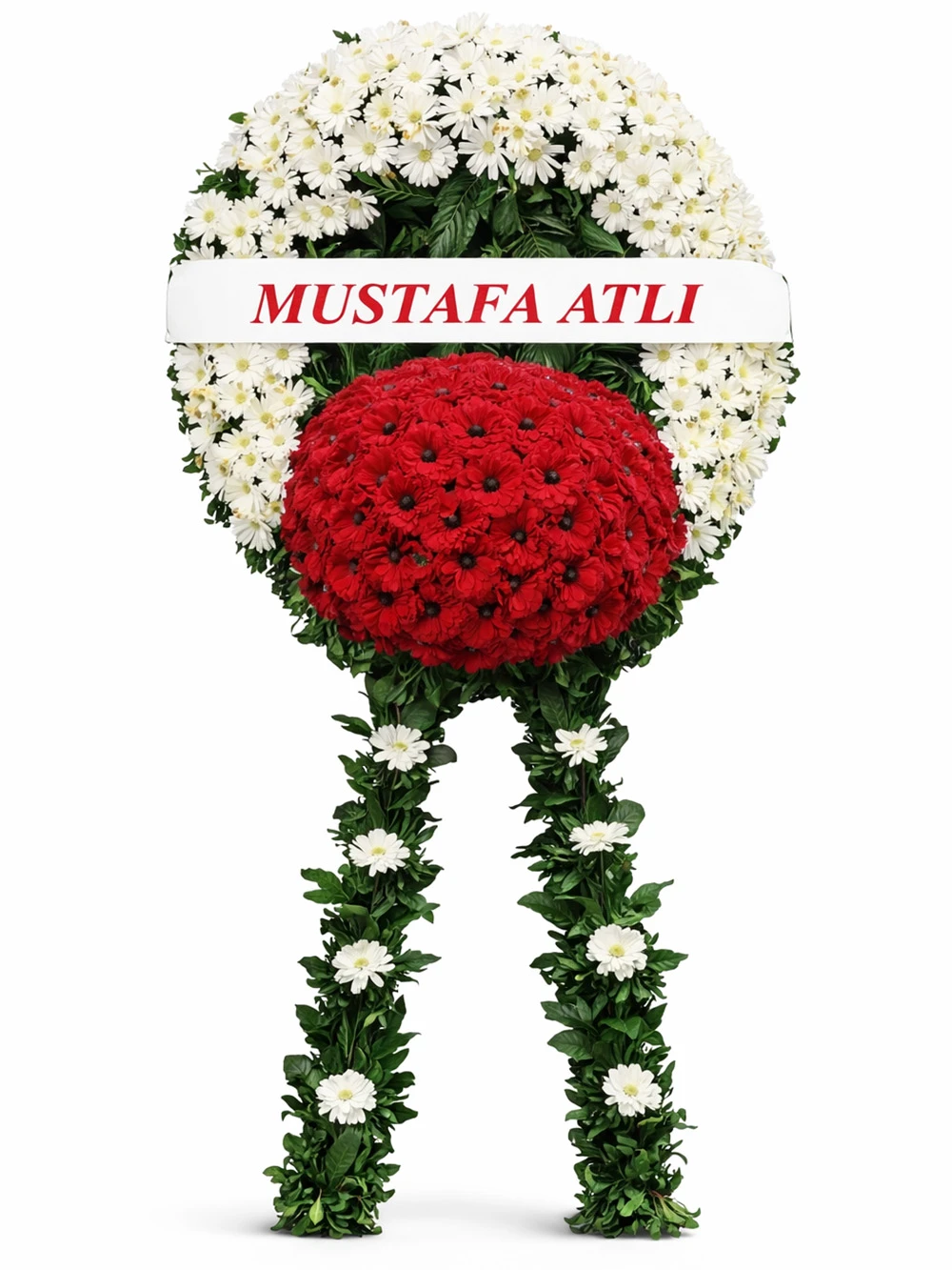 Beyaz Kırmızı Cenaze Çelengi - sepet-celenk-ferforje - Açelya Çiçek