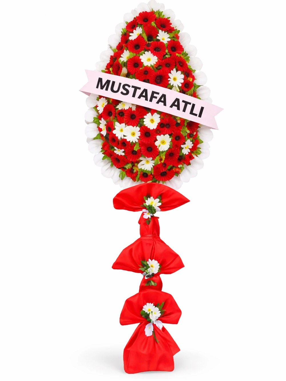 Beyaz Kırmızı Gerbera Ayaklı Sepet - sepet-celenk-ferforje - Açelya Çiçek