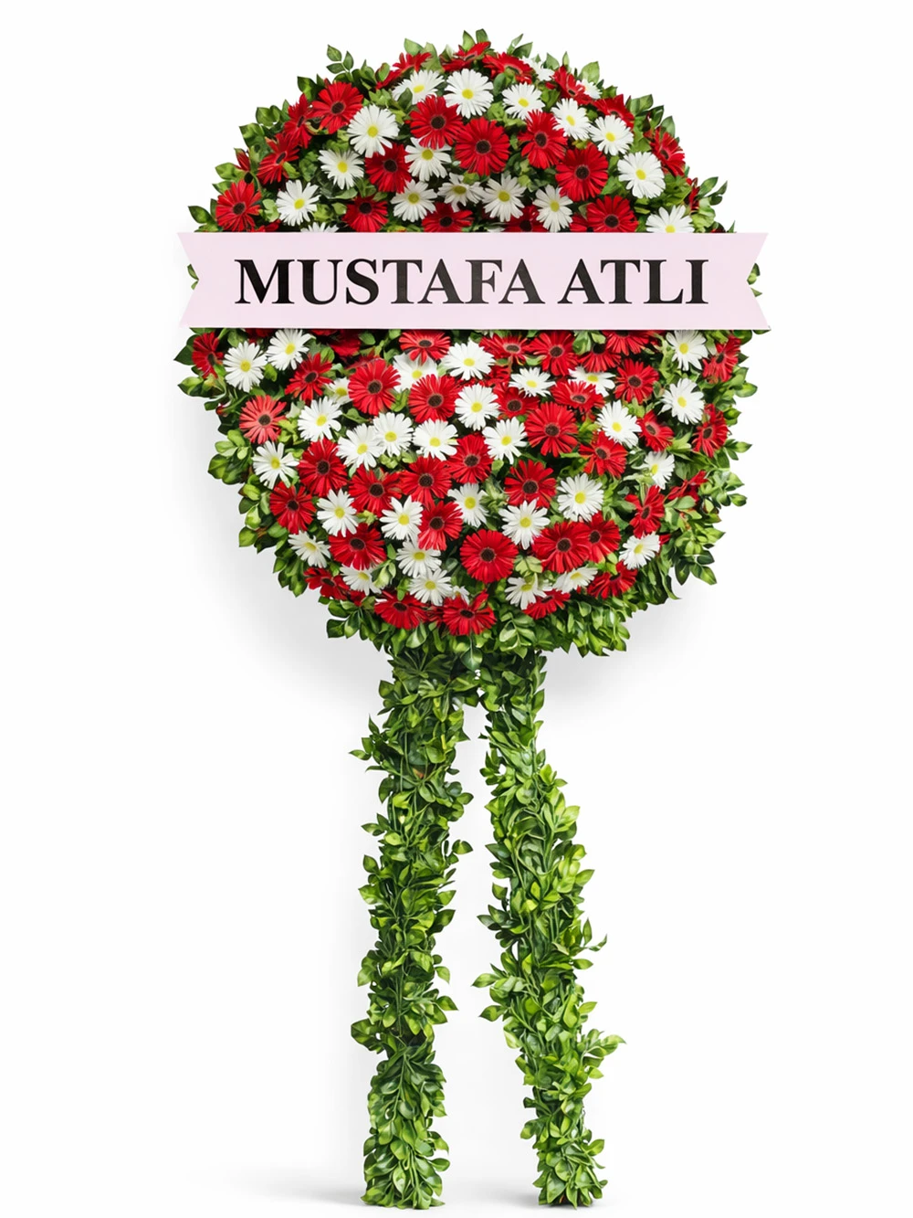 Beyaz Kırmızı Gerbera Cenaze Çelengi - sepet-celenk-ferforje - Açelya Çiçek