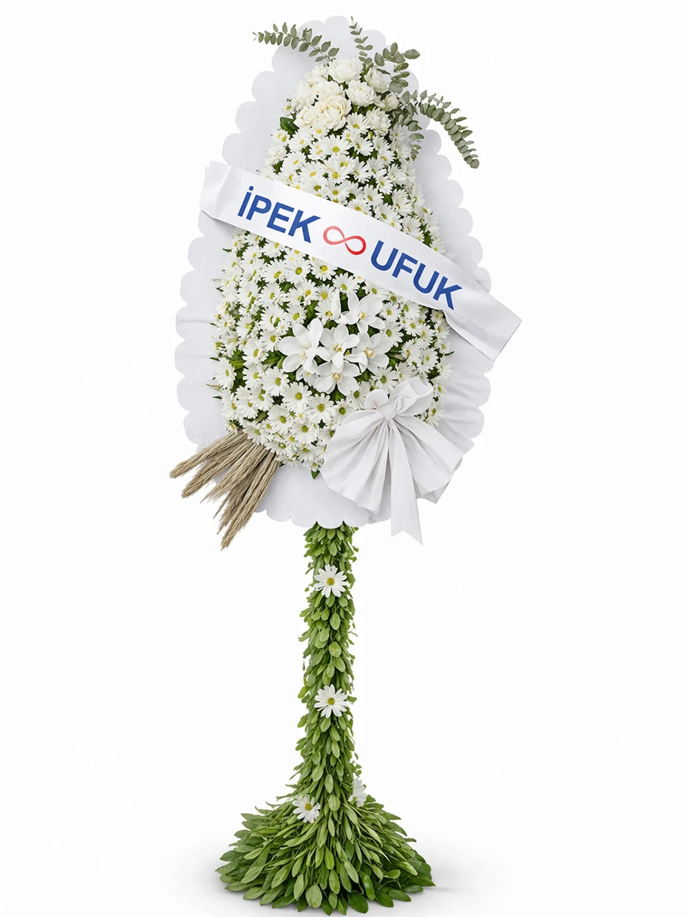 Beyaz Lilyum Gerbera Ayaklı Sepet - sepet-celenk-ferforje - Açelya Çiçek
