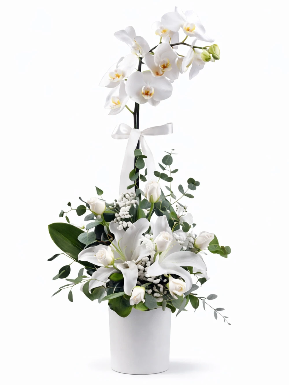 Beyaz Meleğim Orkide Aranjmanı - salon-ofis-bitkileri - Açelya Çiçek