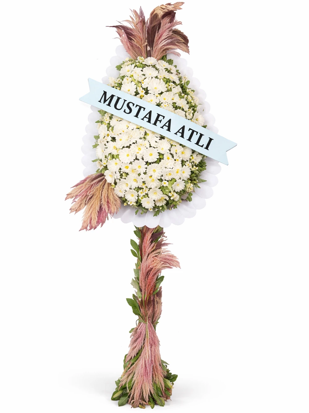 Gerbera Pampas Ayaklı Sepet - sepet-celenk-ferforje - Açelya Çiçek