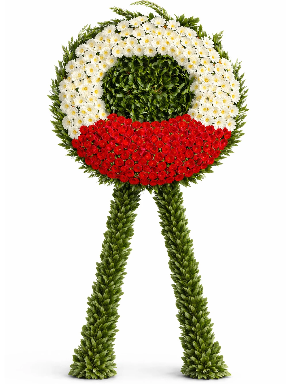 Kırmızı Beyaz Düzen Cenaze Çelengi - sepet-celenk-ferforje - Açelya Çiçek