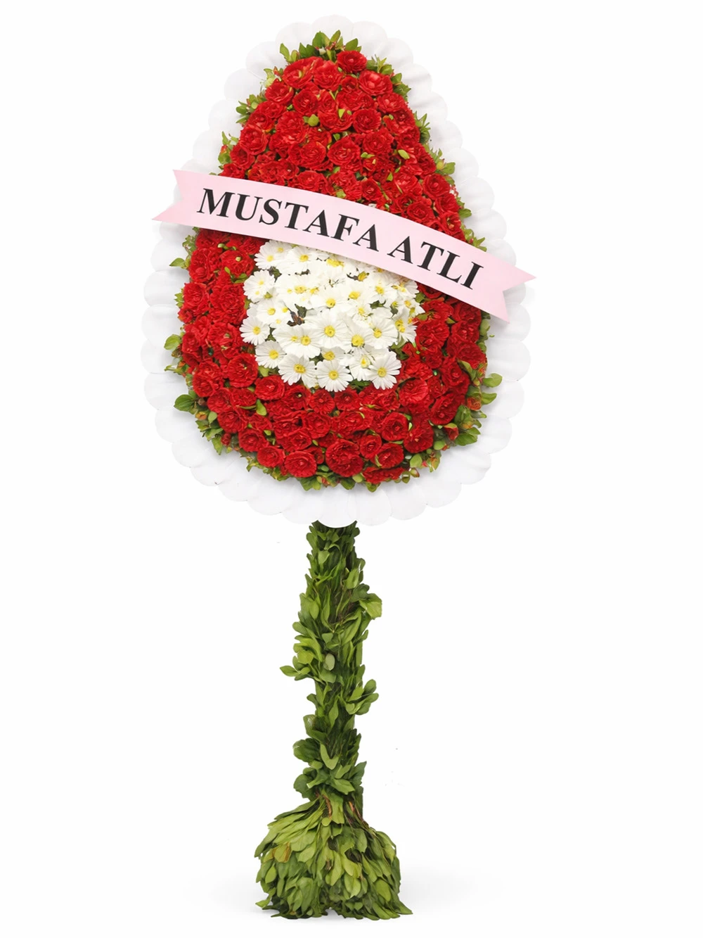 Kırmızı Beyaz Gerbera Ayaklı Sepet - sepet-celenk-ferforje - Açelya Çiçek