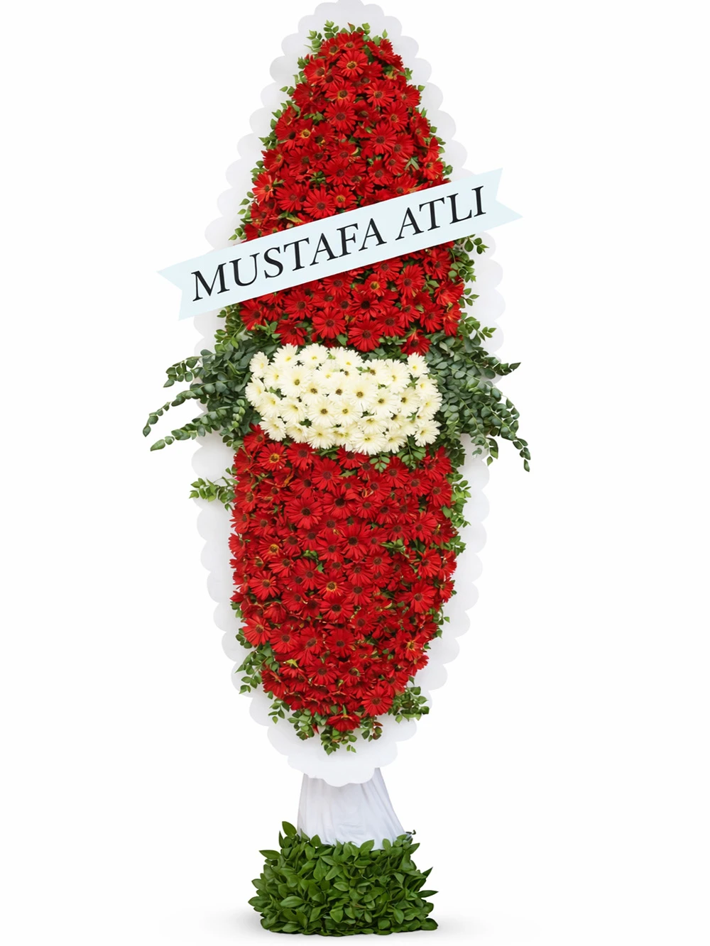 Kırmızı Beyaz Gerbera İki Katlı Ayaklı Sepet - sepet-celenk-ferforje - Açelya Çiçek