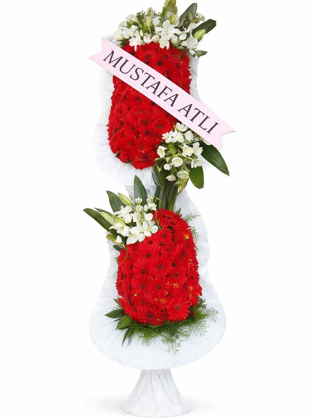 Kırmızı Beyaz Lilyumlu İki Katlı Ayaklı Sepet - sepet-celenk-ferforje - Açelya Çiçek