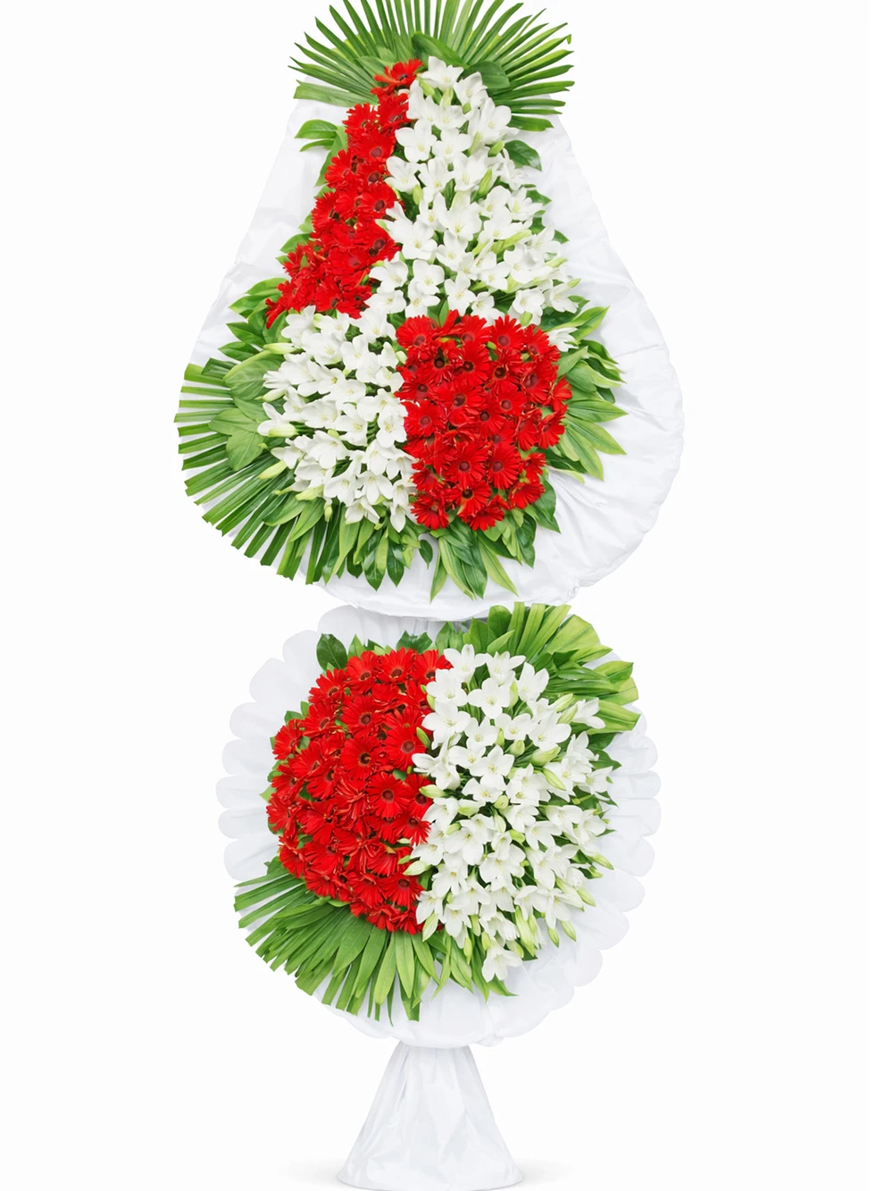 Kırmızı Beyaz Premium İki Katlı Ayaklı Sepet - sepet-celenk-ferforje - Açelya Çiçek