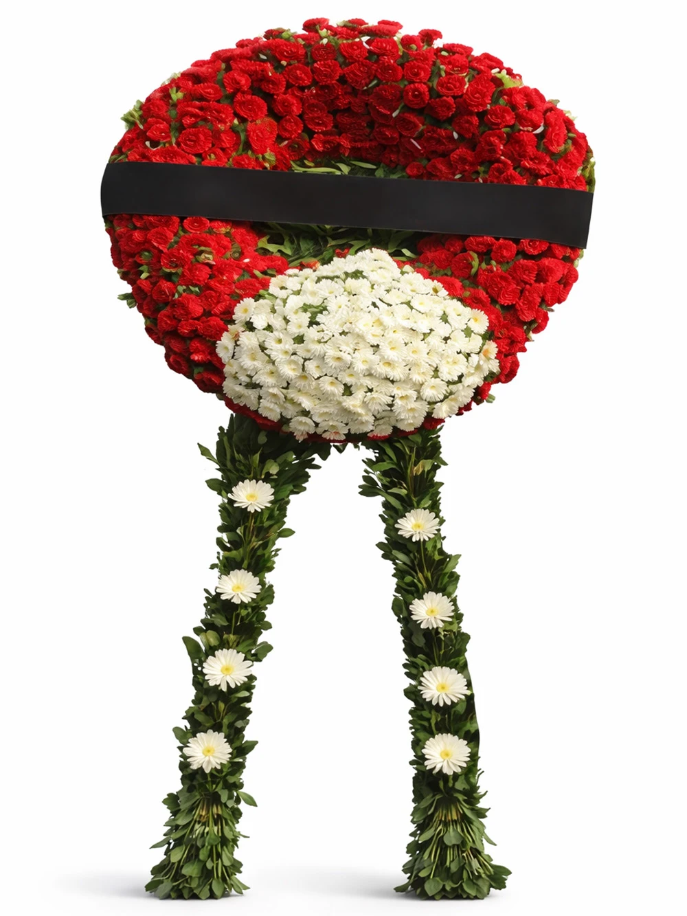 Kırmızı Karanfil Beyaz Gerbera Cenaze Çelengi - sepet-celenk-ferforje - Açelya Çiçek