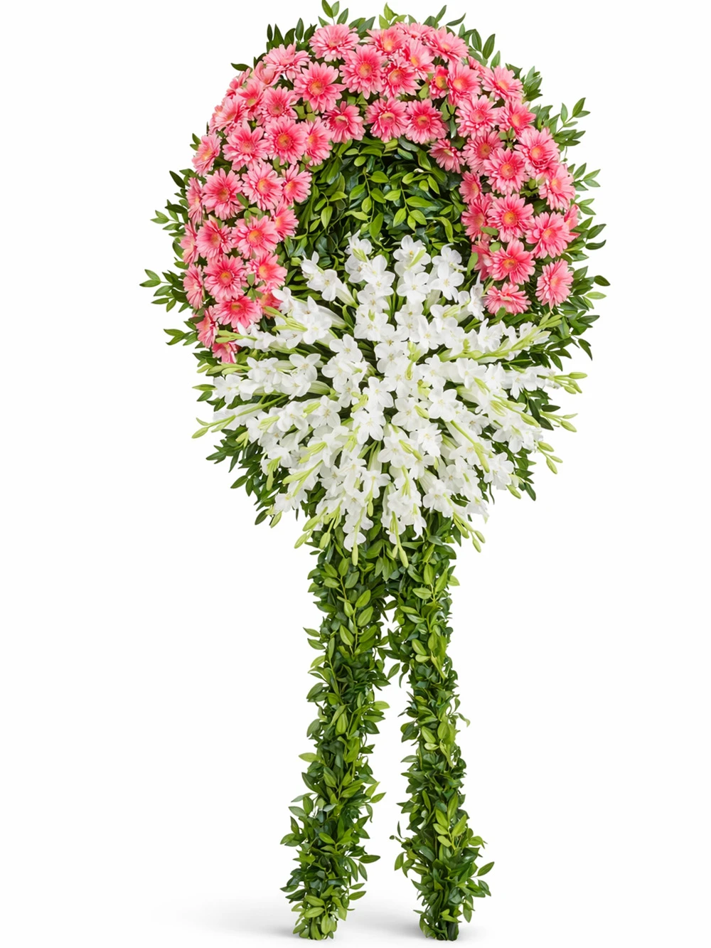 Pembe Beyaz Cenaze Çelengi - sepet-celenk-ferforje - Açelya Çiçek