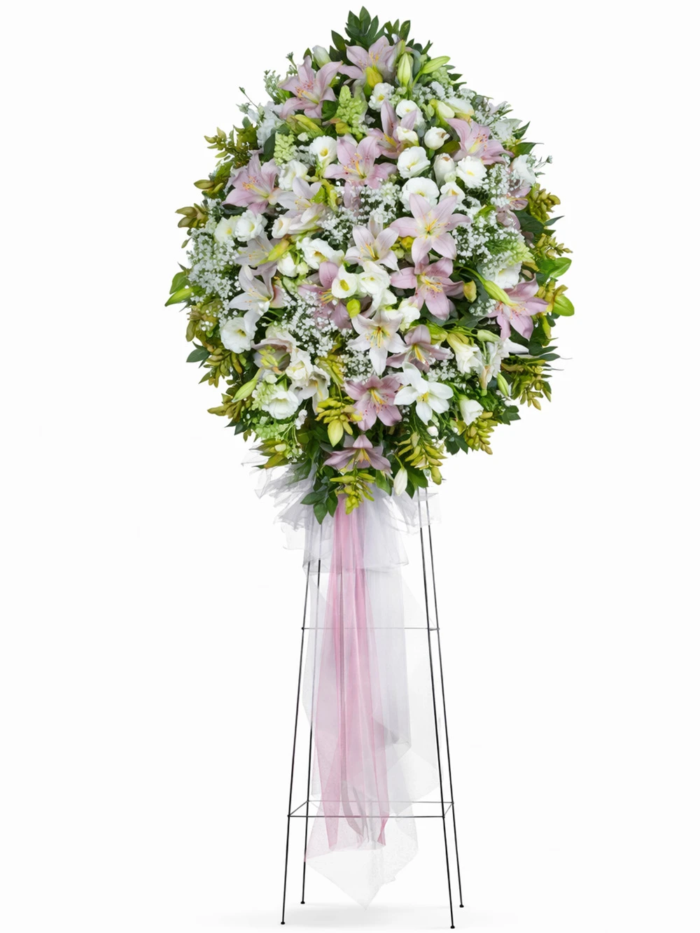 Pembe Beyaz Ferforje - sepet-celenk-ferforje - Açelya Çiçek