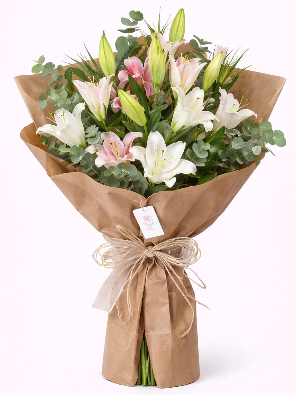 Pembe Beyaz Lilyum Buketi - salon-ofis-bitkileri - Açelya Çiçek