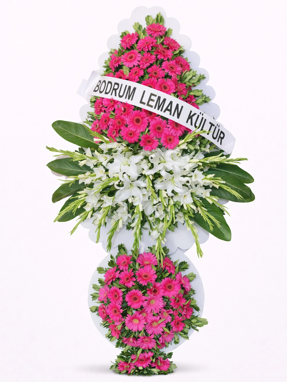 Pembe Beyaz Vip Ayaklı Sepet - sepet-celenk-ferforje - Açelya Çiçek